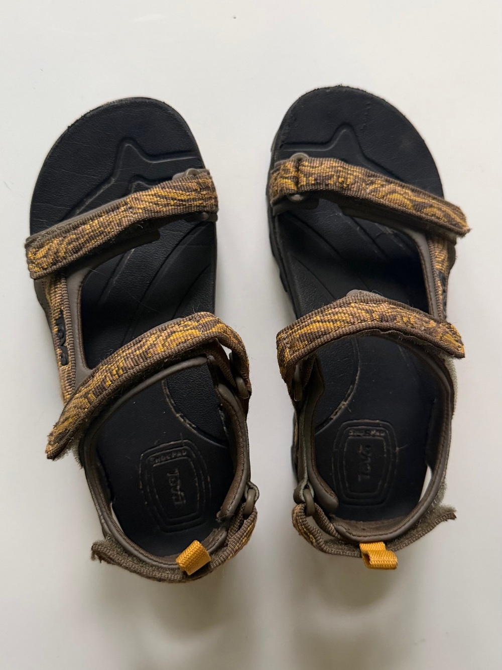 Teva Kids Black Footbed Sandals with Brown Straps